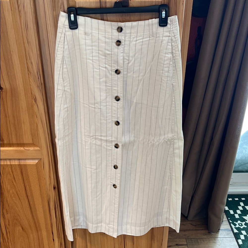 H&M Striped Button-Down Midi Skirt NWT